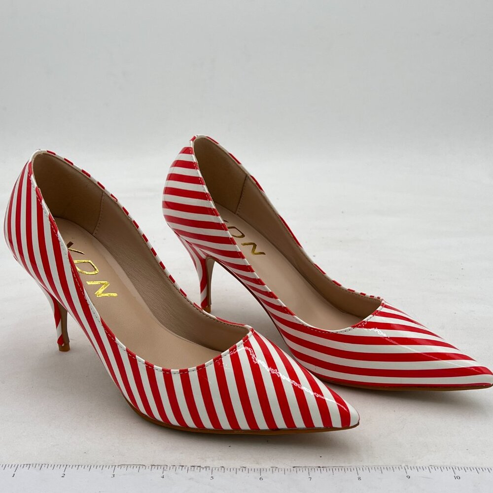 Ydn Red Stripe Pointed Closed Toe Stiletto Heel P… - image 4